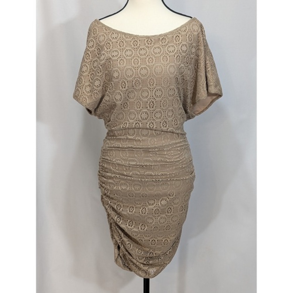 Victoria's Secret Crochet Lace‎ Ruched Dress Beige Taupe Size S
